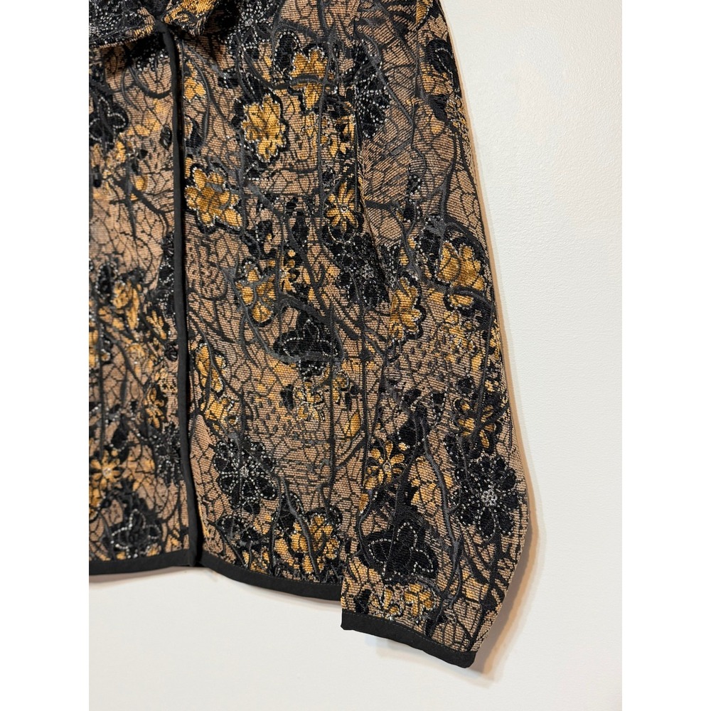 Vtg Whimsigoth Floral Lace Jacket Women Small Mob Wife Goth Glam Metallic Ornate - Picture 6 of 7